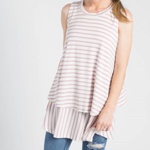 Light purple and white striped tiered tunic